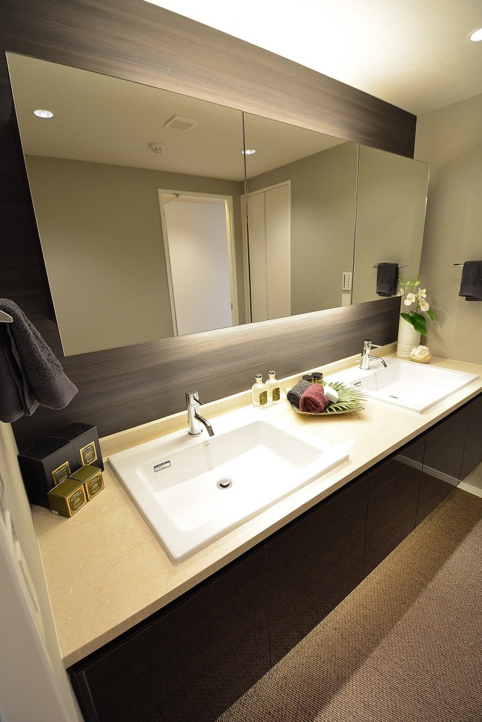 代官山マンション　ツーボウルの洗面化粧台