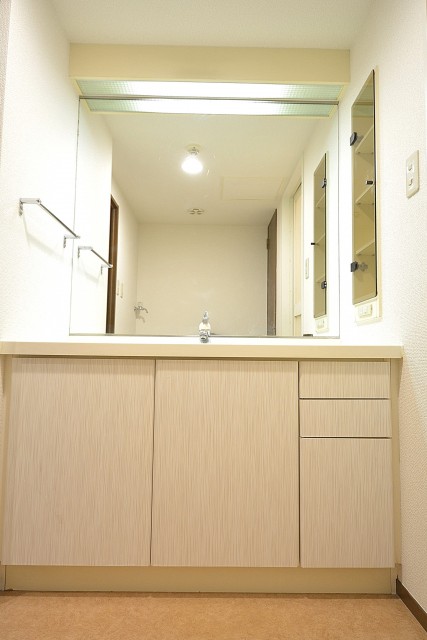 １枚鏡の大型洗面化粧台