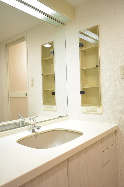 １枚鏡の大型洗面化粧台