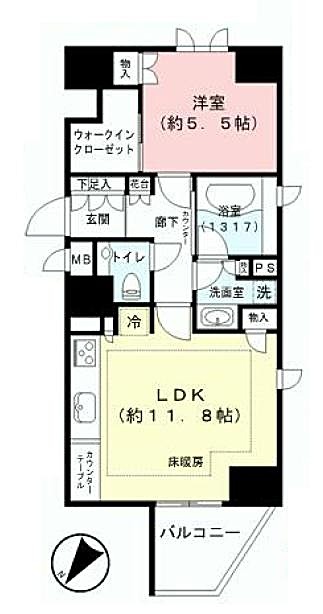 リシェ五反田スカイビュー　間取り