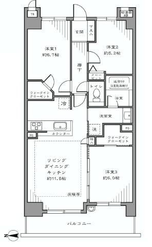 フォルスコート目黒大橋　3LDK+2WIC　