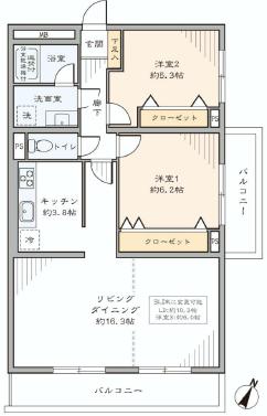学芸大ハウス　2LDK　間取り