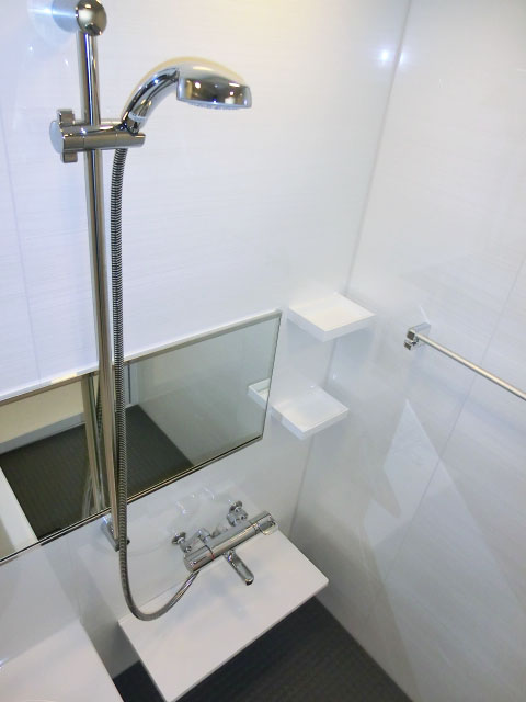 シャワーにはスライドバー、カウンター付