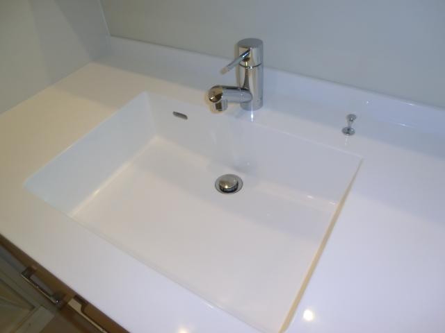 継ぎ目のない洗面ボウルはお掃除も簡単そう