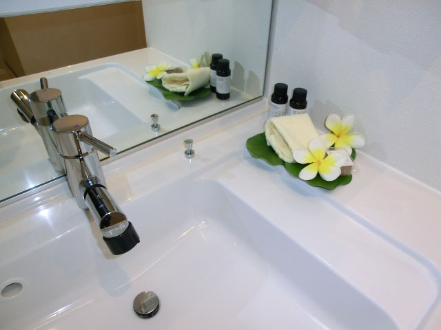 パセオ青山　洗面ボウルは継ぎ目がなく、おそうじしやすそう