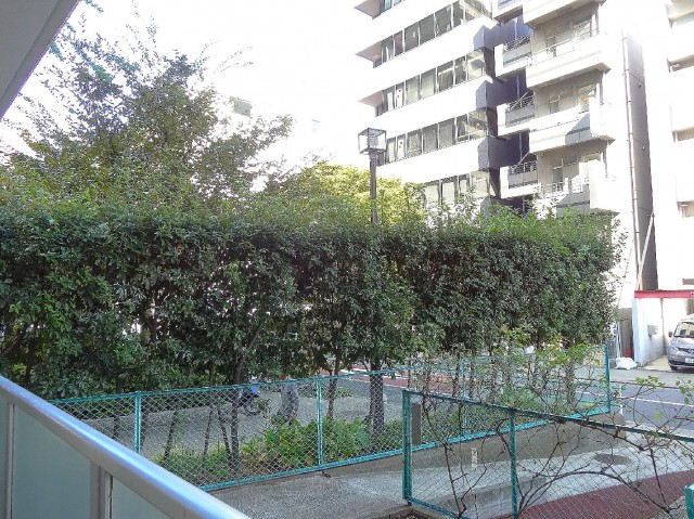 田町スカイハイツ バルコニー左側は公園101