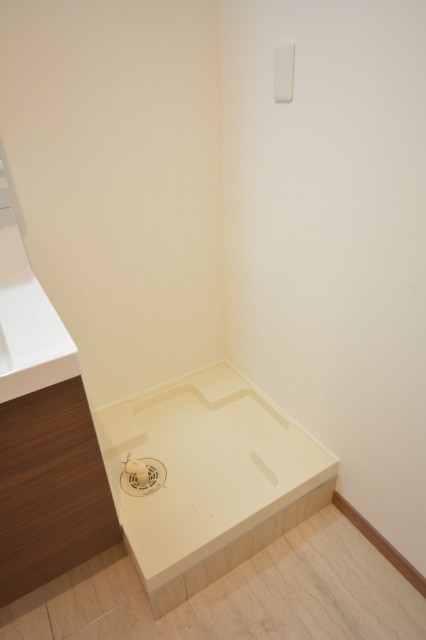 洗面化粧台のとなりは洗濯機置場