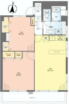 コーポ自由が丘　2LDK　間取り