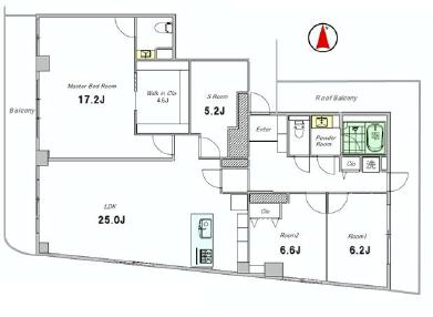 パシフィック若林　3LDK+S　間取り