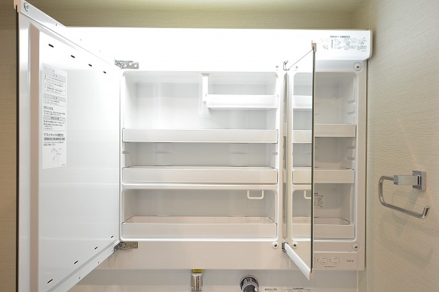 朝日白山マンション　3面鏡の裏は一面収納
