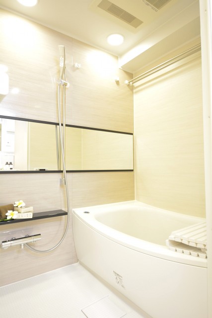 追い焚きと浴室乾燥機能付きのバスルーム