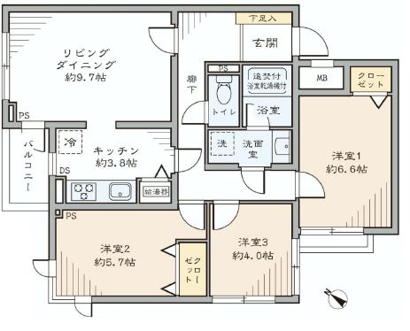 パークハイム上馬　3LDK　間取り