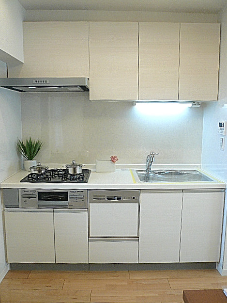 田園調布サニーハイツ　食器洗浄機付きシステムキッチン。