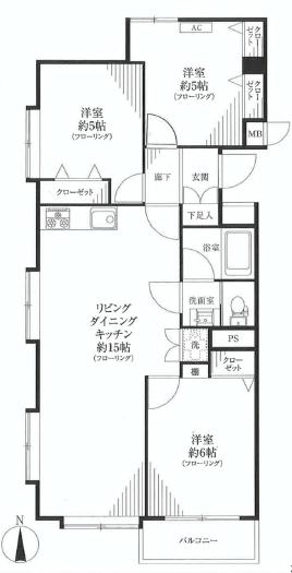 テラスハウスヴィップ長者丸　3LDK　間取り