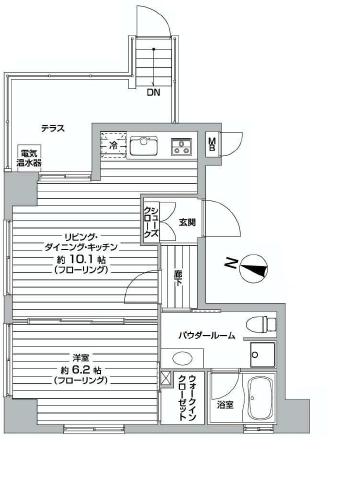 ミオカステーロ目黒都立大Ⅱ　1LDK+W　間取り