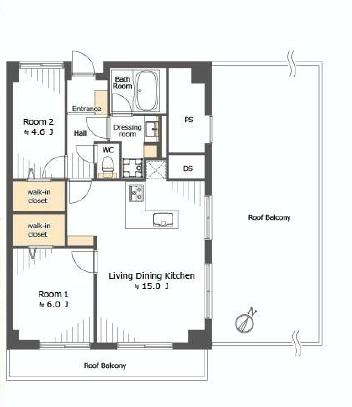 2LDK+2WIC　間取り
