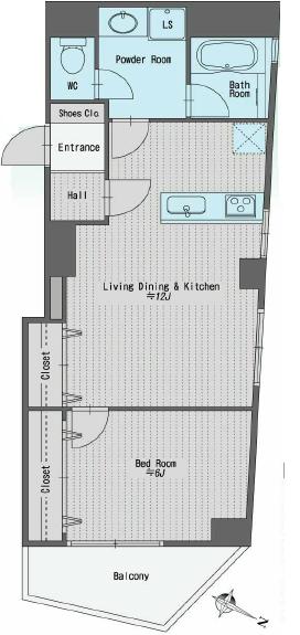 桜新町ヒミコマンション　1LDK　間取り