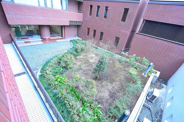 南西向きバルコニーから中庭