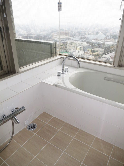 ガラス貼りのバスルーム　絶景です！
