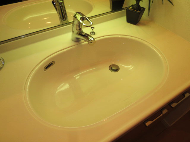 洗面化粧台も広々としています