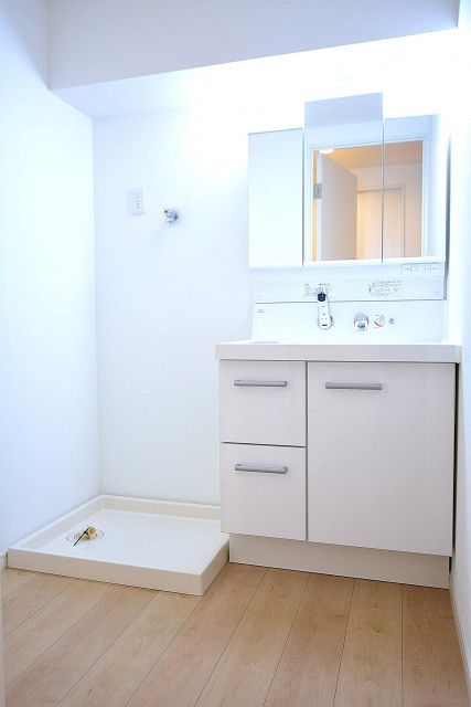 ライオンズマンション南平台　洗面化粧台と洗濯機置場