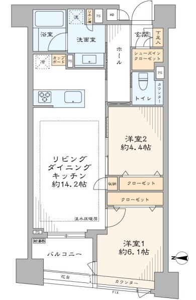 アールヴェール新宿弁天町　間取り図