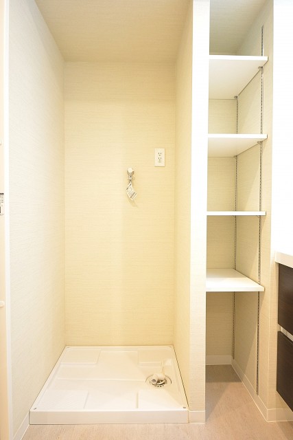 大井町ハウス　洗濯機置場と収納棚