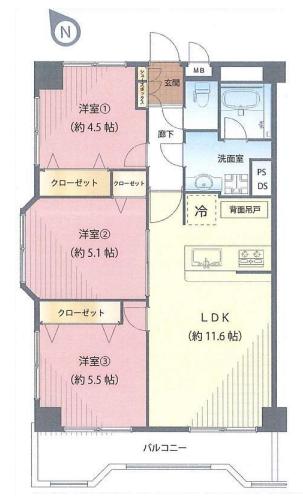 池ノ上グロリアハイツ　間取り図