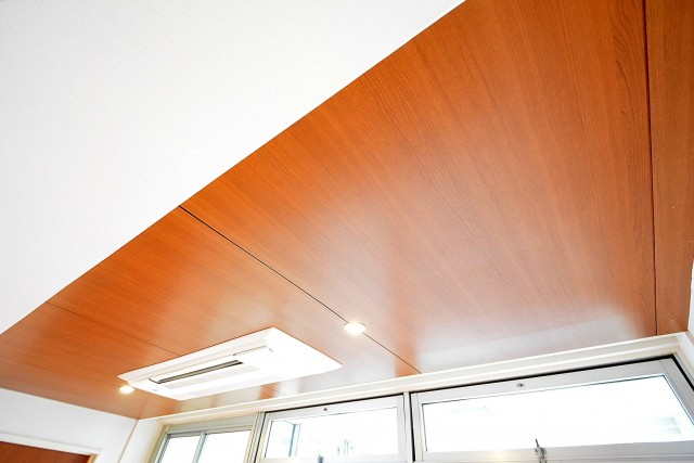 陽輪台松濤　30帖のリビングダイニング　天井