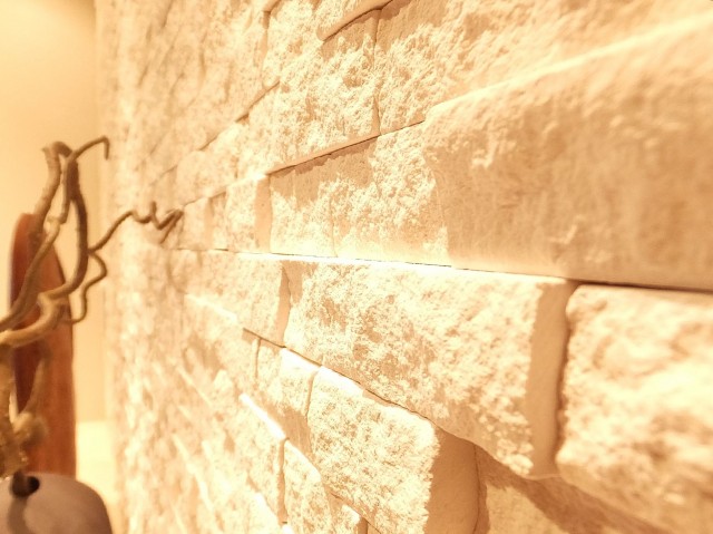 黎明マンション　石貼りの壁