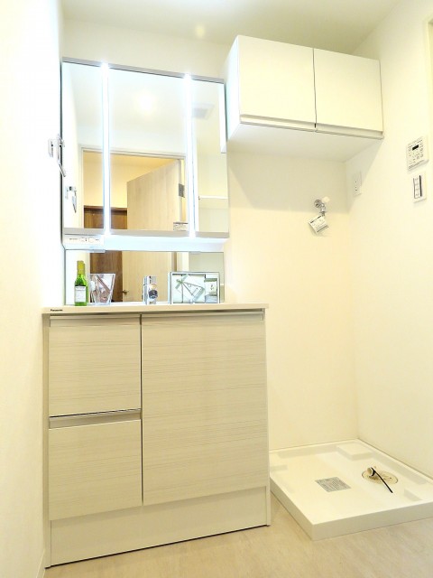 ライオンズマンション元麻布　洗面化粧台と洗濯機置場