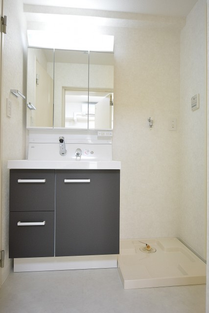 シャンボール原宿　洗面化粧台と洗濯機置場