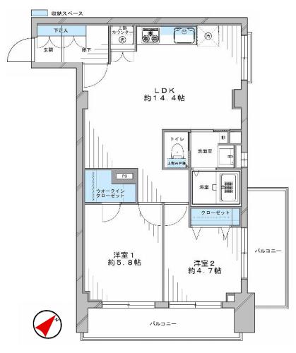 祐天寺ニュースカイマンション　間取り