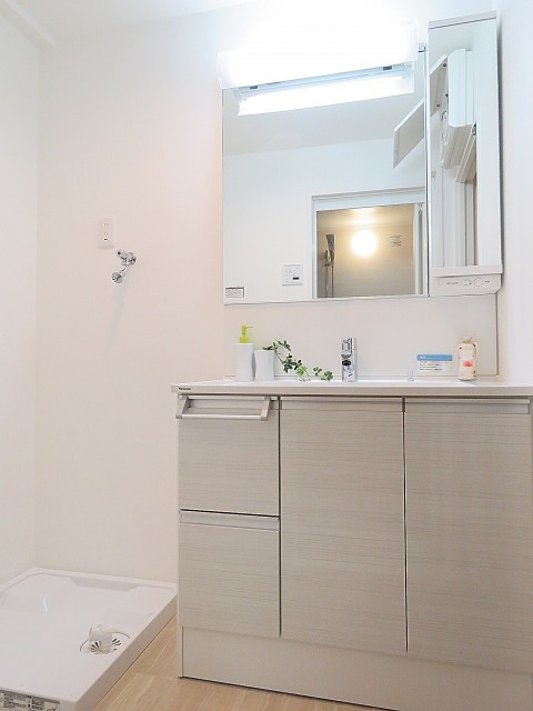 洗足ミナミプラザ　洗面化粧台と洗濯機置場