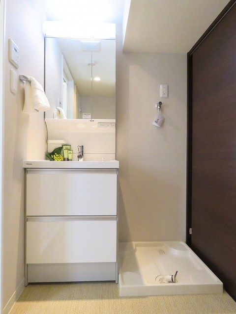 六本木ハイツ　洗面化粧台と洗濯機置場