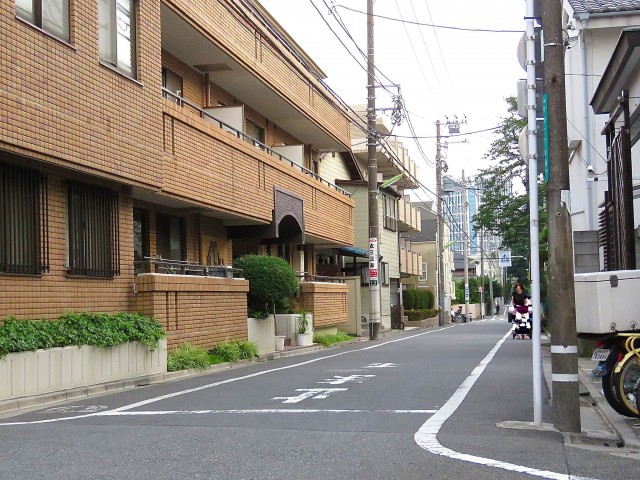朝日瀬田マンション　エントランス前道路