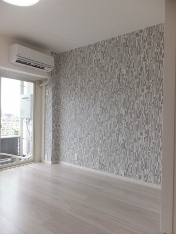 マンション目黒苑　ベットルーム　壁紙　エアコン