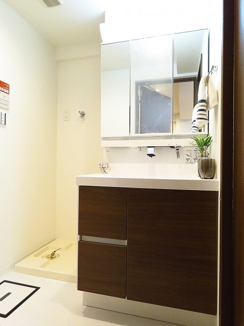 シャンボール第二都立大　洗濯機置場と洗面化粧台