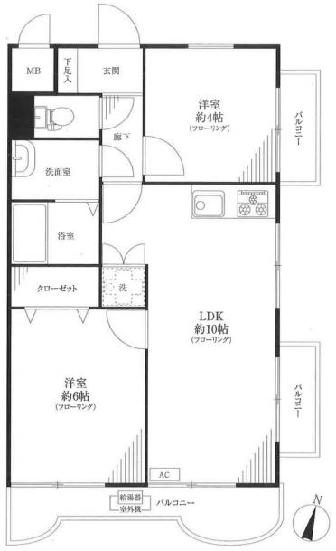 サンライズ弦巻　間取り