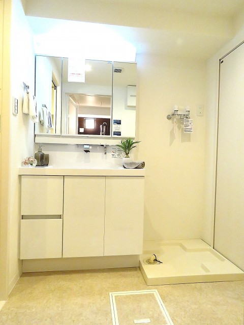 藤和島津山コープ　洗面化粧台と洗濯機置場