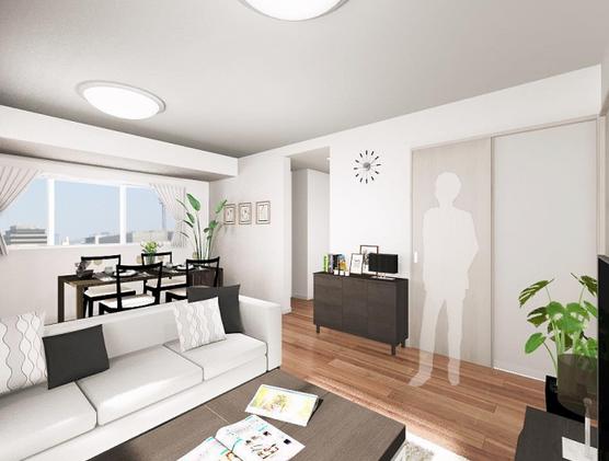 マンション市ヶ谷　LDK完成イメージ