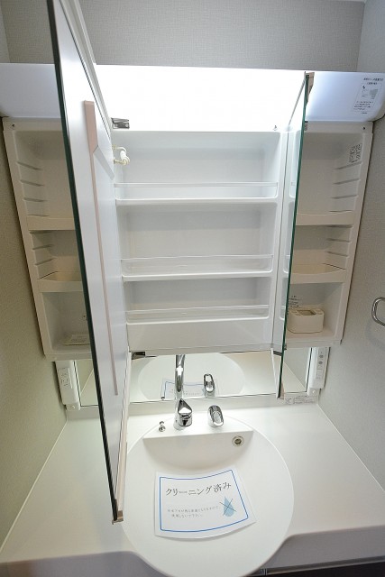 ヴィラロイヤル代々木　洗面台三面鏡裏収納