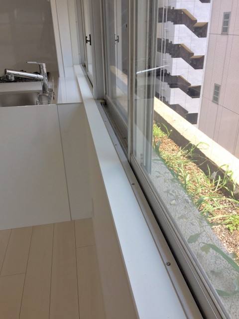 ラインコーポ箱崎 (23)　窓の外が花壇になっております。只今ペンペン草しか生えておりまんが、ガーデニングできますよ