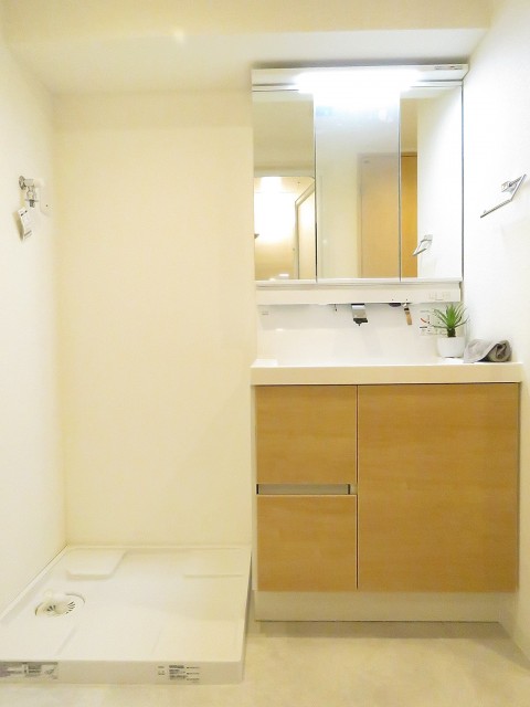 平河町リリエンハイム　洗濯機置場と洗面化粧台