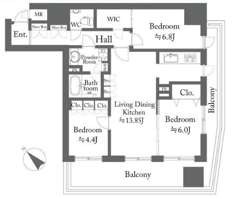 マイキャッスル中目黒Ⅲ　間取り図