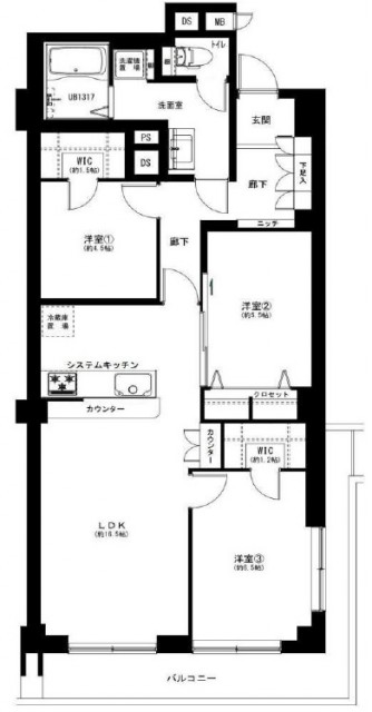 弦巻リハイム9ｆ　図面