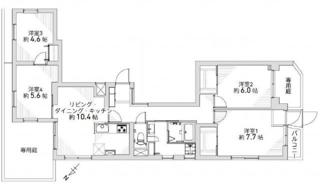 カルム桜新町パティオ 1F 図面 カルム桜新町パティオ 1F 図面