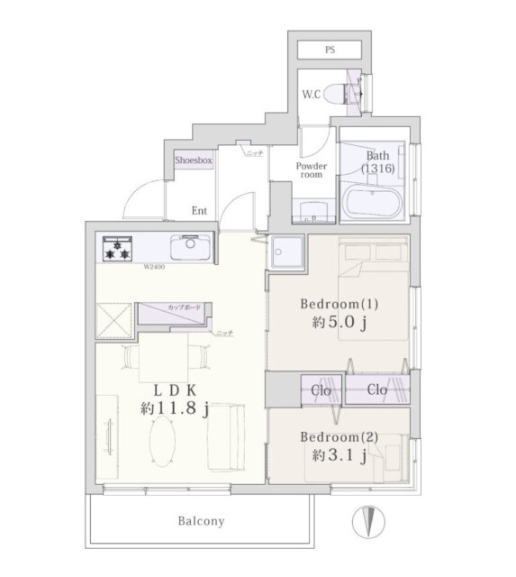 マンション市ヶ谷　間取り図