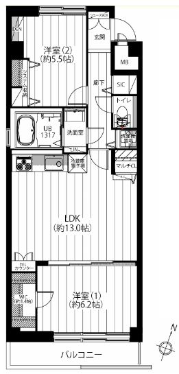 ライオンズマンション上野毛　間取り
