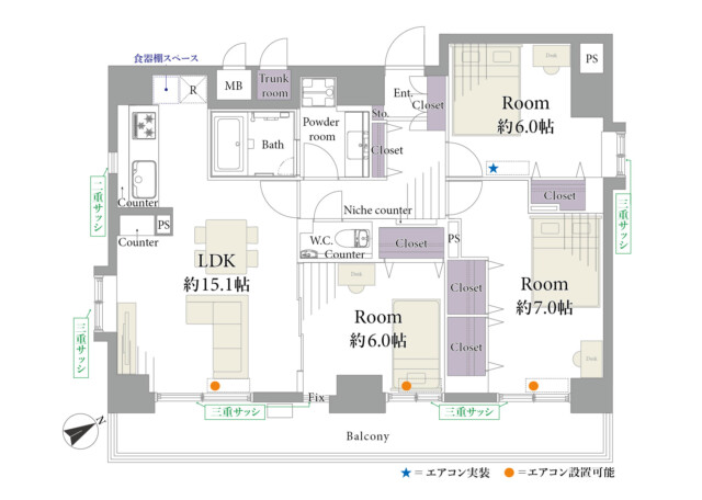 日神パレステージ三軒茶屋Ⅱ　間取り図